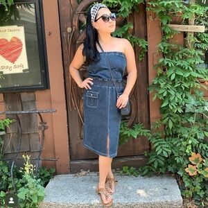 Lady Enyce Denim Jean Dress Strapless Size Large Dark Wash